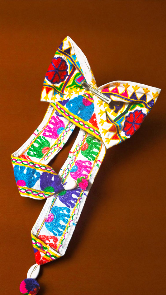 Royal Navratri Bow with Elephant Prints